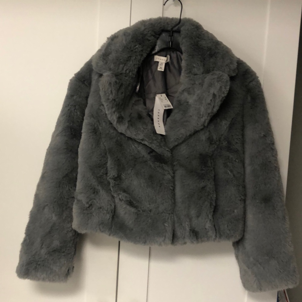 Top shop warm and fuzzy mini jacket- brand new